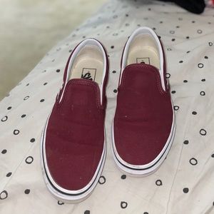 burgundy slip on vans